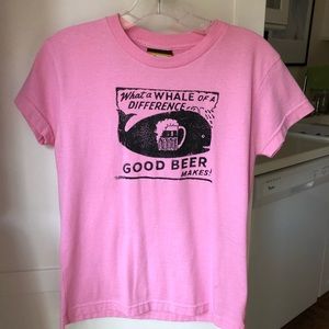 Women’s pink t-shirt with whale + beer